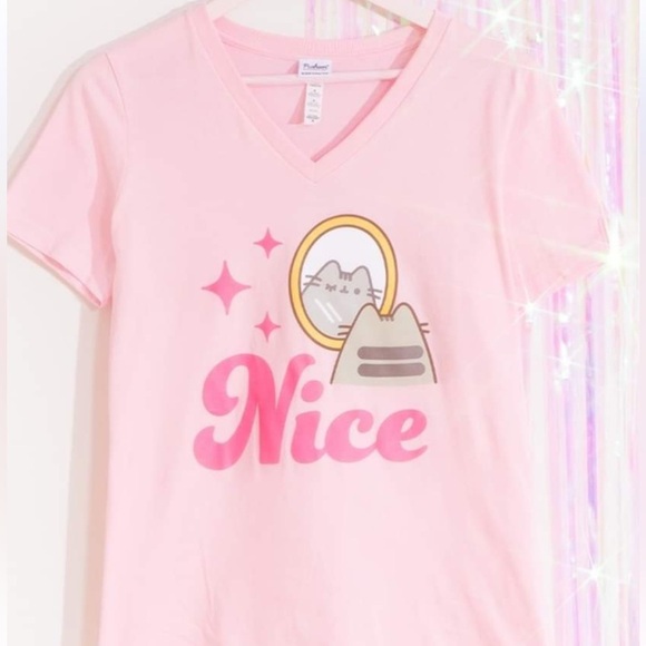 Pusheen Tops - Pusheen Pink 'Nice' Cat Tee